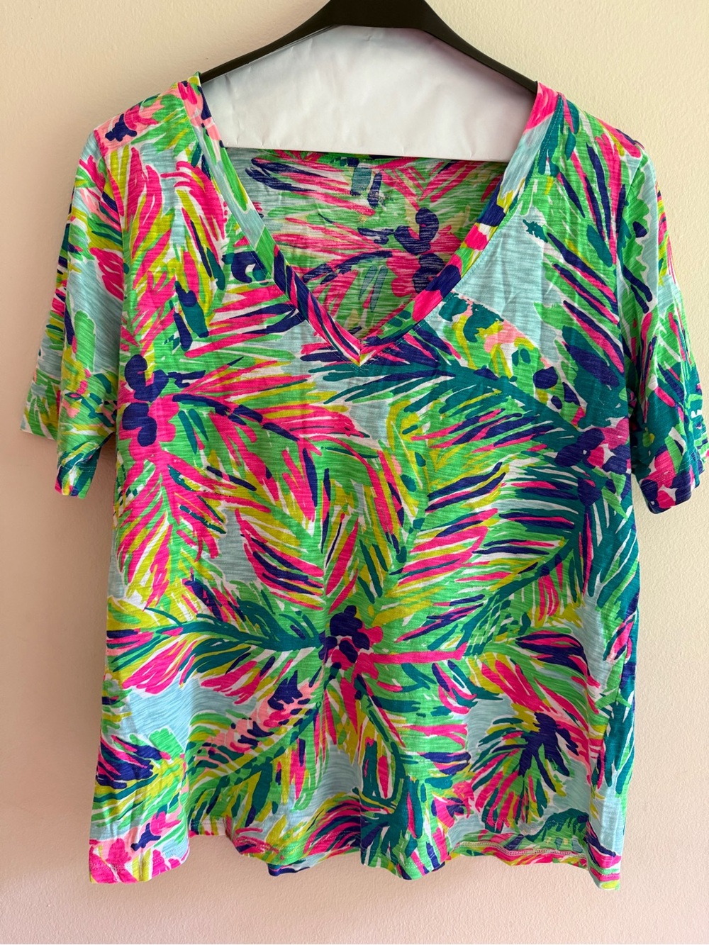 Lilly Pulitzer Tropical V-Neck Tee in Pink, Green & Blue